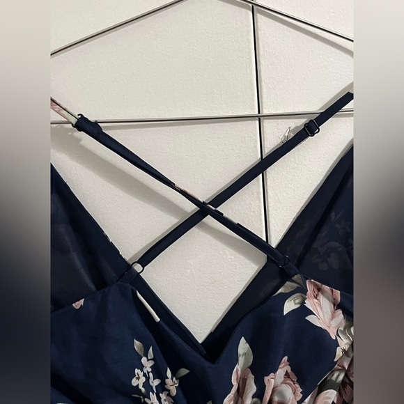 Floral Blue and Rose Jumpsuit - Women's Size Small - Flattering - Stretc… - Picture 4 of 5